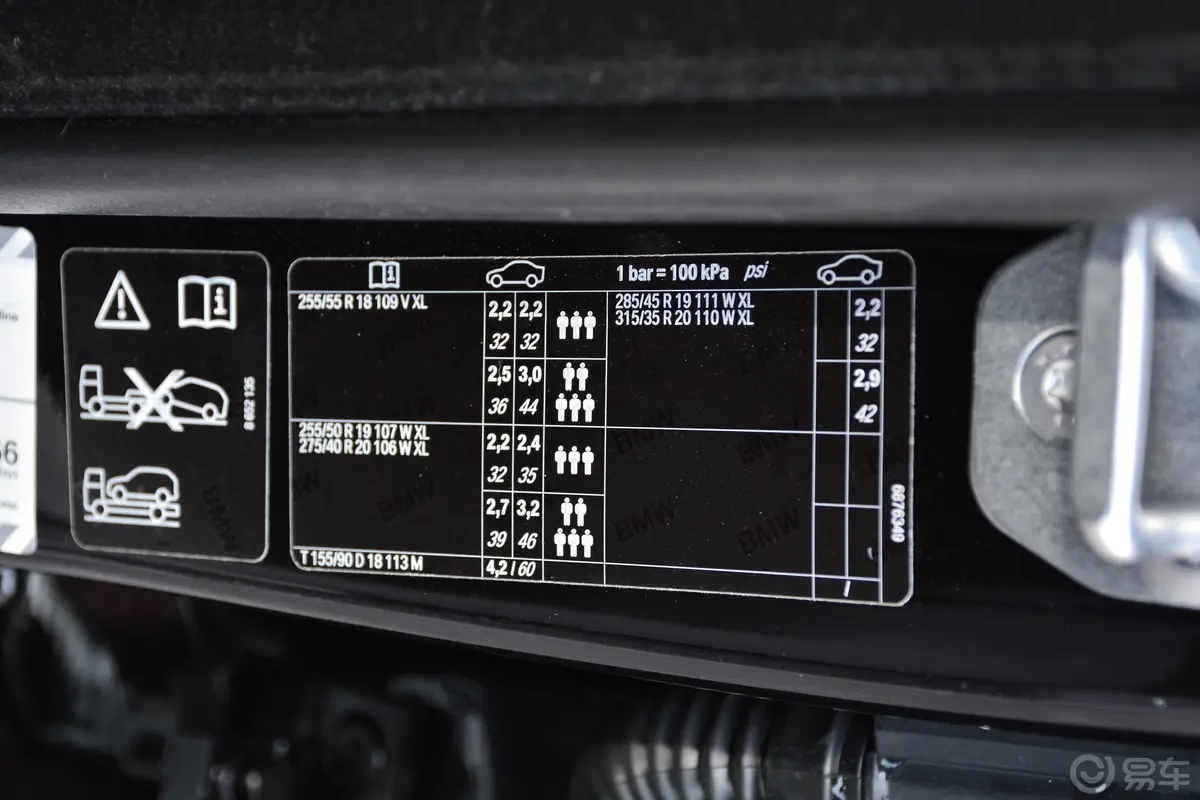 宝马X5(进口)xDrive35i 典雅版胎压信息铭牌
