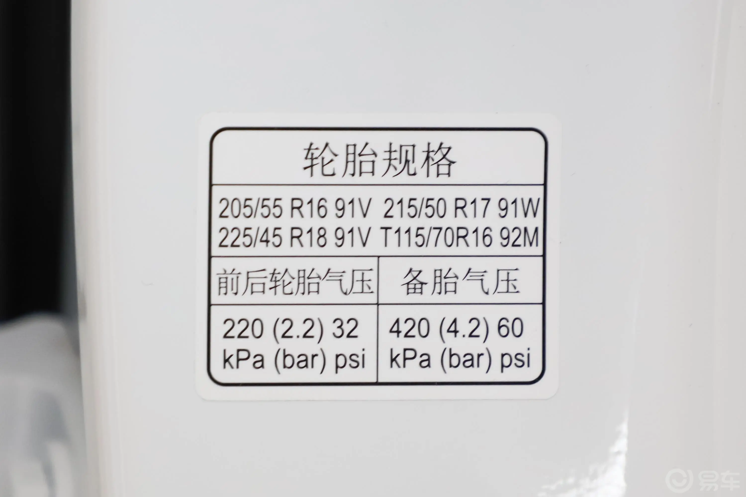 荣威i6PLUS 20T 双离合 4G互联荣耀旗舰版 国VI胎压信息铭牌