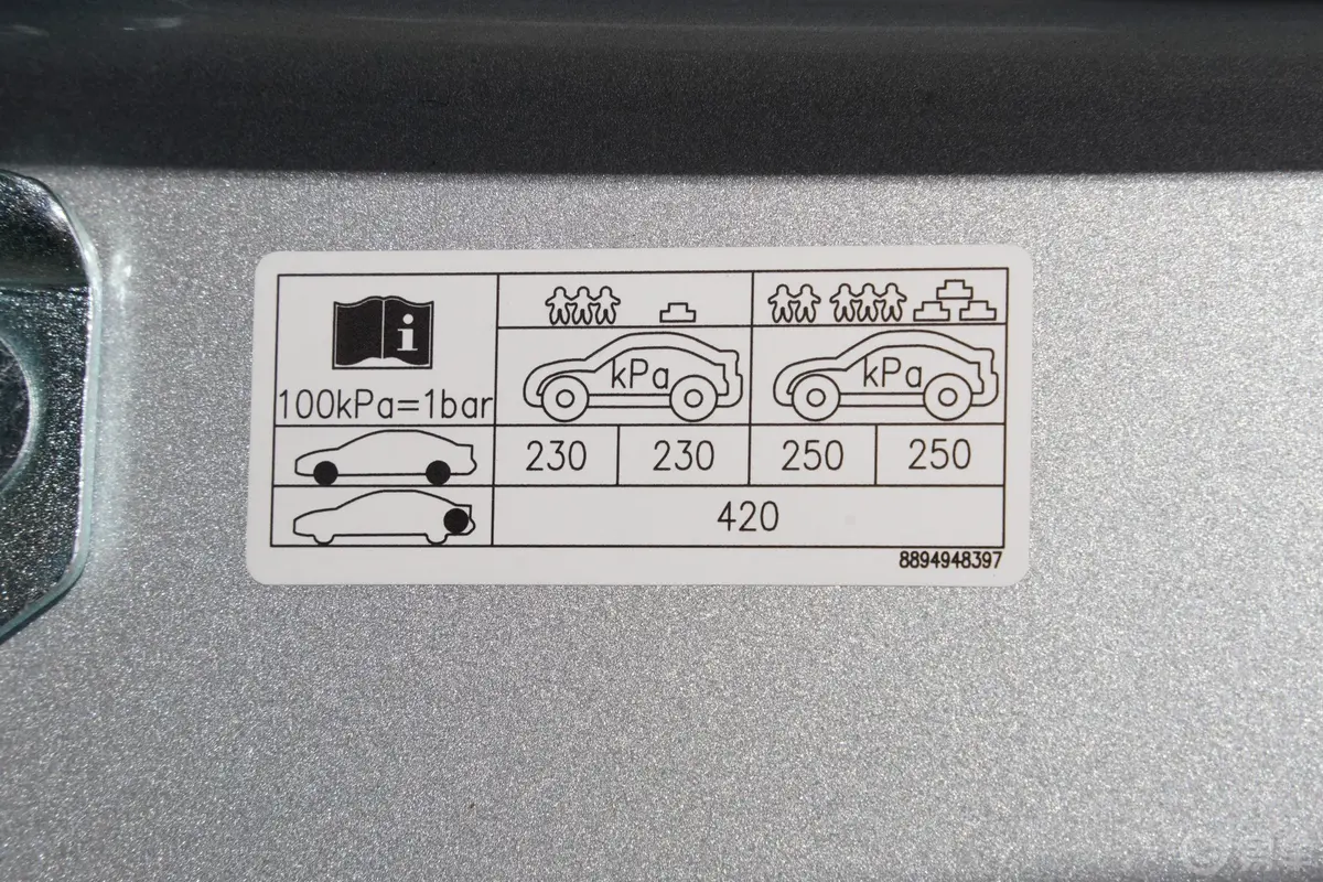 博越L2.0T 尊贵型胎压信息铭牌