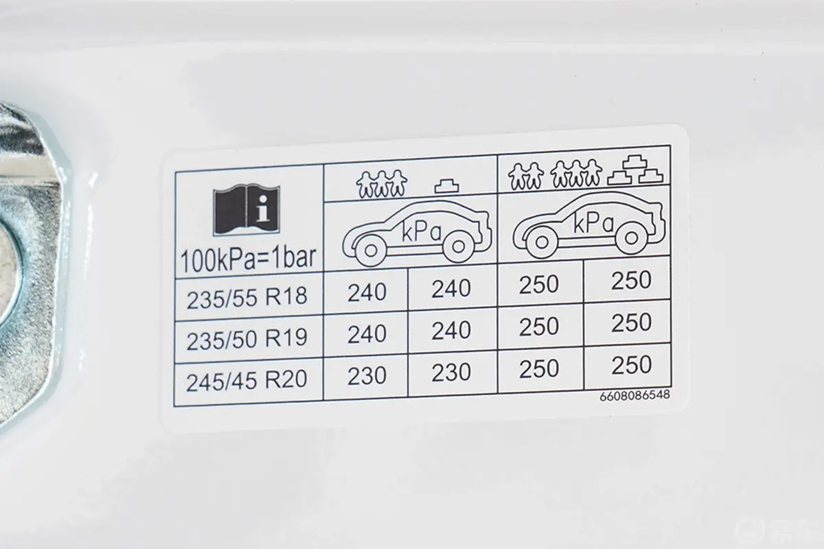 银河L7龙腾版 1.5T 55km PRO胎压信息铭牌