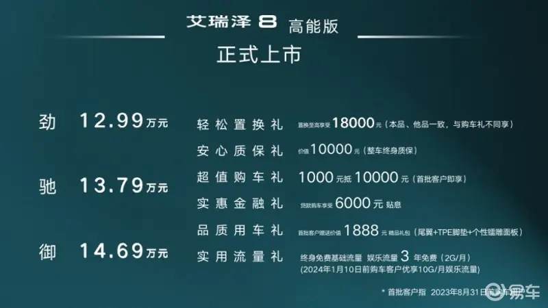 A+级性能家轿之王艾瑞泽8高能版皖赣霸气上市，惊喜价12.99万元起
