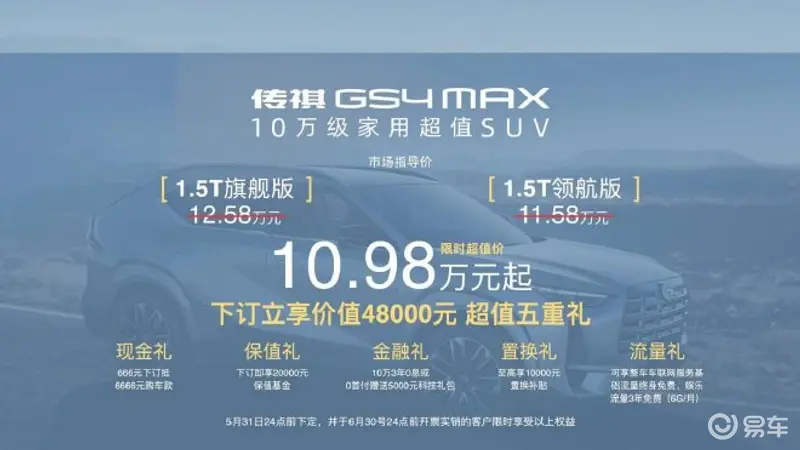 售10.98-11.98万元 传祺GS4 MAX正式上市