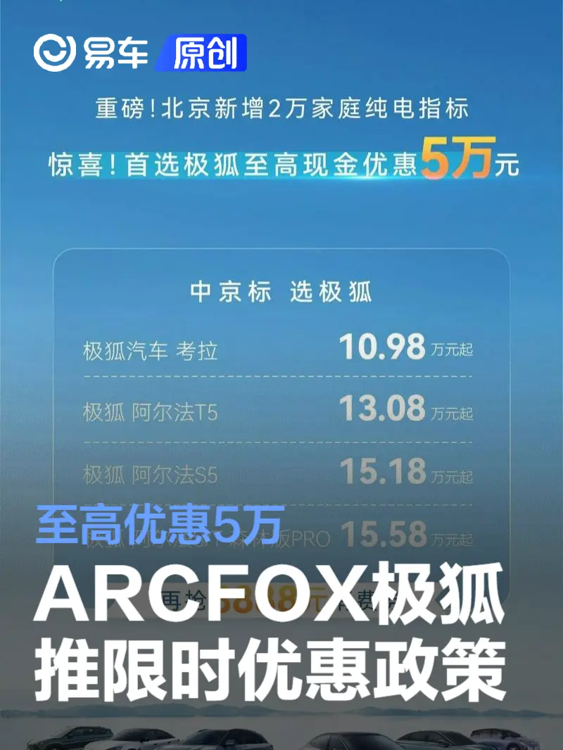 ARCFOX极狐推限时优惠政策 至高优惠5万