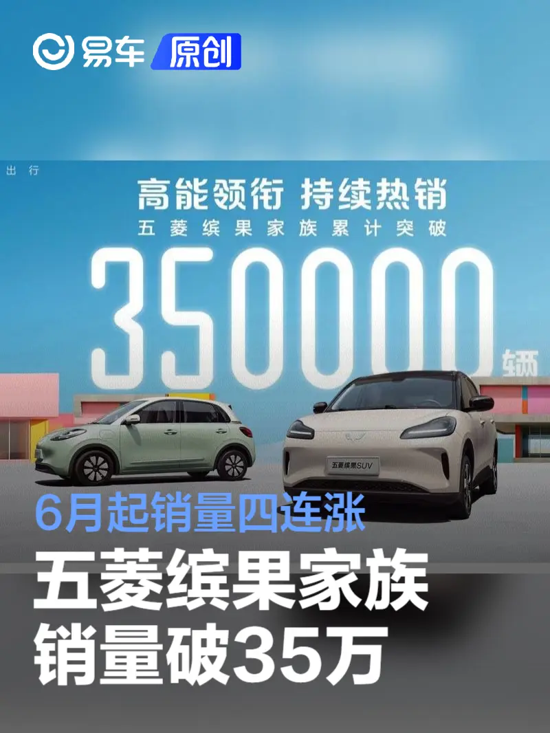 上汽通用五菱：五菱缤果家族销量破35万 6月起销量四连涨