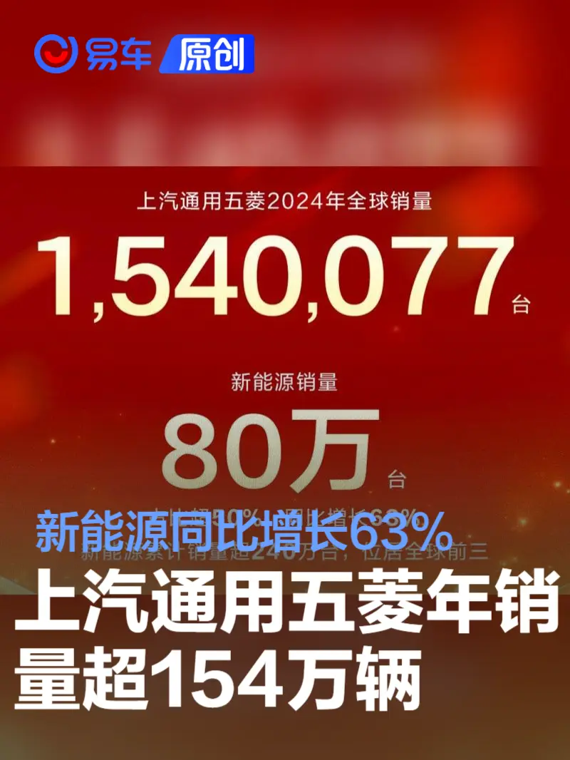上汽通用五菱2024年销量超154万辆 新能源同比增长63%