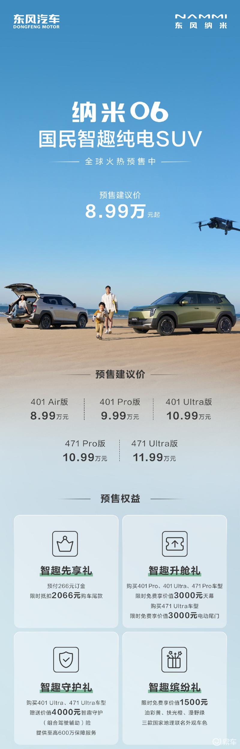 东风纳米06将于5月27日上市 预售价8.99万元起