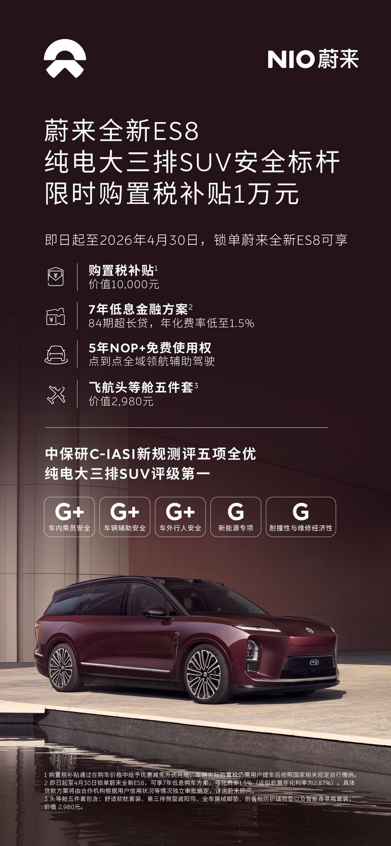 蔚来继续推出全新ES8专属限时旗舰礼遇 享限时购置税补贴